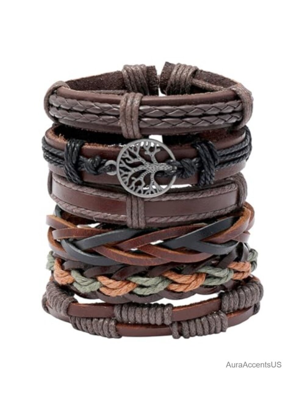 Multilayer Braided Faux Leather Wrap Cuff Bracelet Punk Gothic Grunge